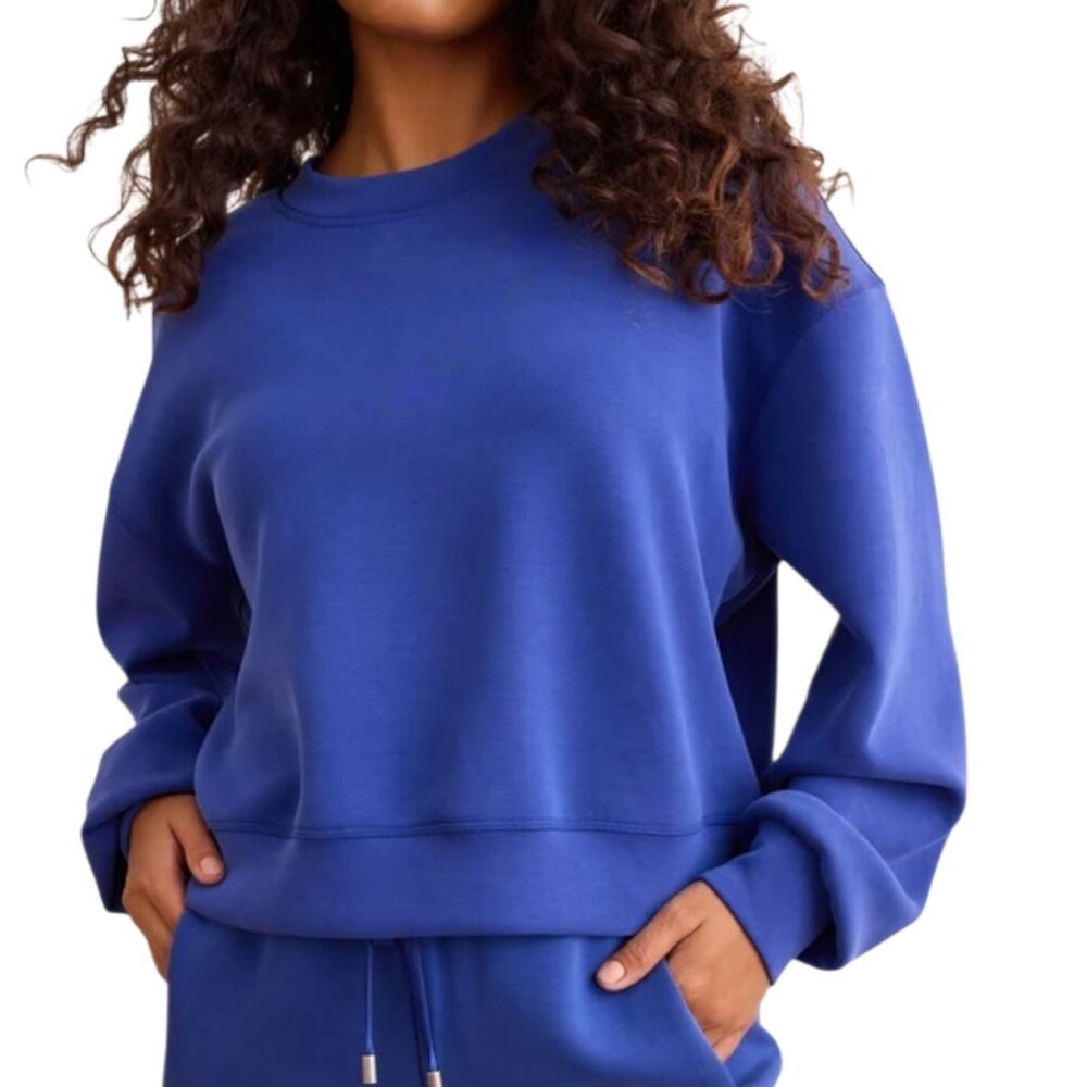 AS REVIVAL Supersoft Crew Pullover Sweatshirt Size XL Cobalt Blue Oversized